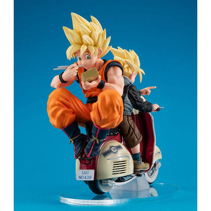 Dragonball Z 05 Desktop Real McCoy diorama PVC Super Saiyan Son Goku Super Saiyan Son Gohan &amp; Motorbike 16 cm