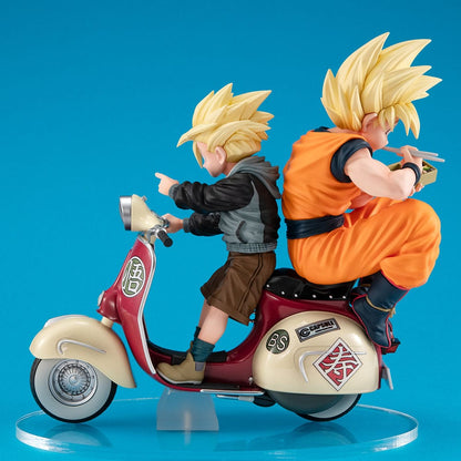 Dragonball Z 05 Desktop Real McCoy diorama PVC Super Saiyan Son Goku Super Saiyan Son Gohan &amp; Motorbike 16 cm