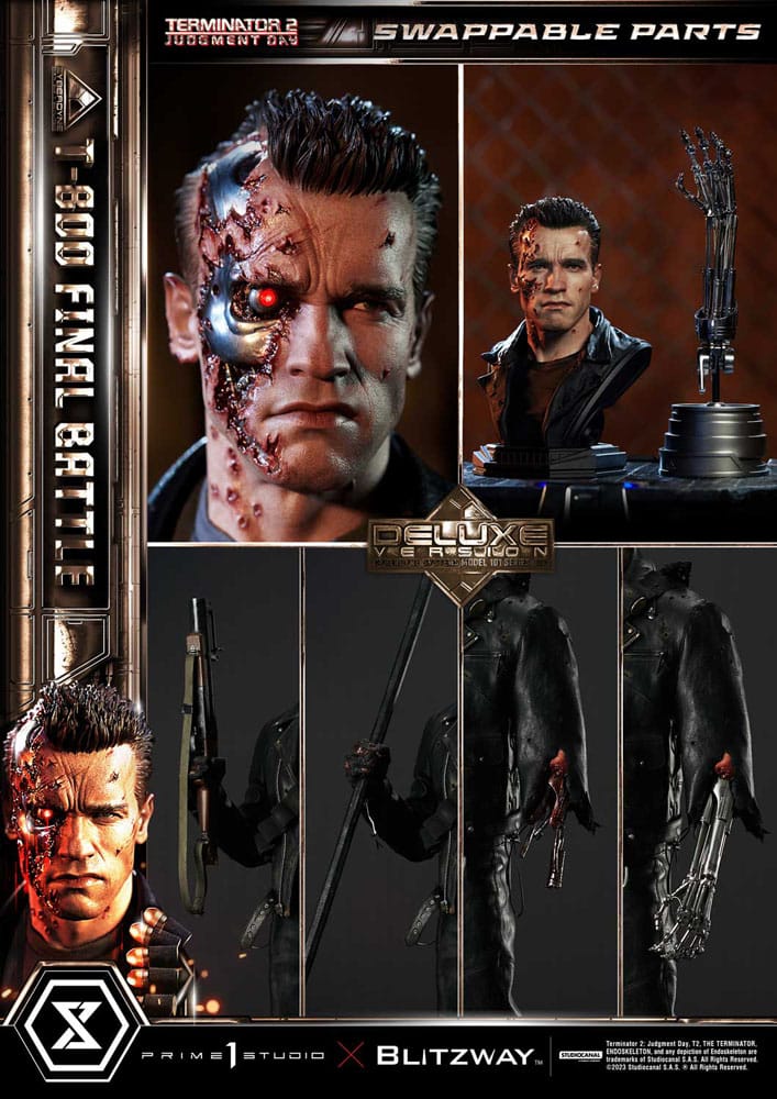 Terminator 2 statuette Museum Masterline Series 1/3 T-800 Final Battle Deluxe Bonus Version 75 cm