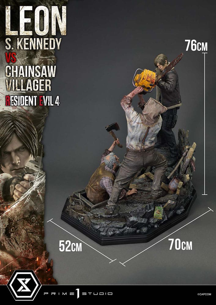 Statuette Resident Evil 4 Ultimate Premium Masterline Series 1/4 Leon S. Kennedy vs. Chainsaw Villager 76 cm