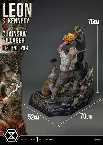 Statuette Resident Evil 4 Ultimate Premium Masterline Series 1/4 Leon S. Kennedy vs. Chainsaw Villager 76 cm
