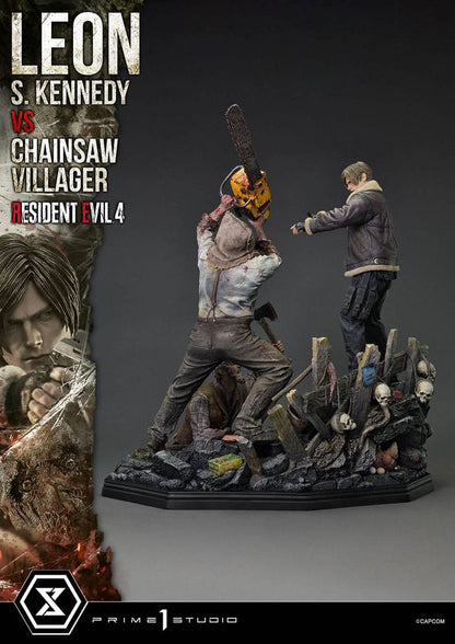 Statuette Resident Evil 4 Ultimate Premium Masterline Series 1/4 Leon S. Kennedy vs. Chainsaw Villager 76 cm